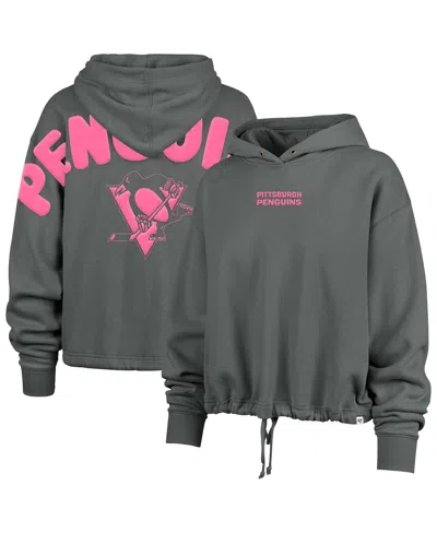 47 Brand Women's Gray Pittsburgh Penguins Bright Side Venice Cropped Pullover Hoodie