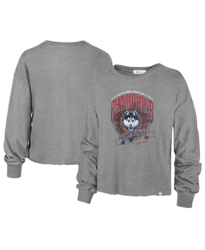 47 Brand Women's Gray Uconn Huskies 2024 Ncaa Men's Basketball National Champions Retro Midi Crop Long Sleeve