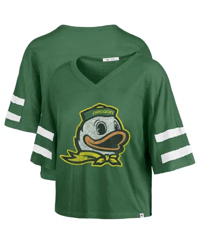 47 Brand Women's Green Oregon Ducks Premier Scout Sleeve Stripe Relaxed Dolman T-shirt