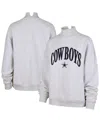 47 Brand Women's Heather Gray Dallas Cowboys Vantage Mock Neck Pullover Sweatshirt In Gold