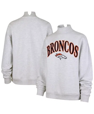 47 Brand Women's Heather Gray Denver Broncos Vantage Mock Neck Pullover Sweatshirt
