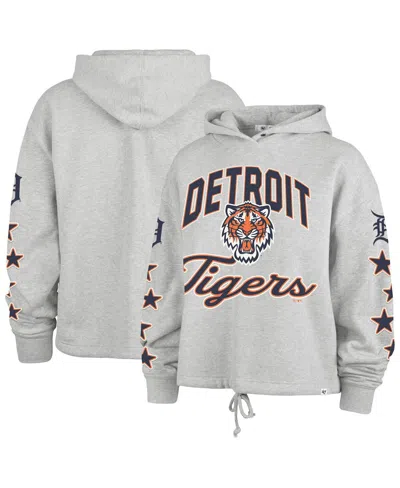 47 Brand Women's Heather Gray Detroit Tigers Plus Size Starry Eye Hoodie In White