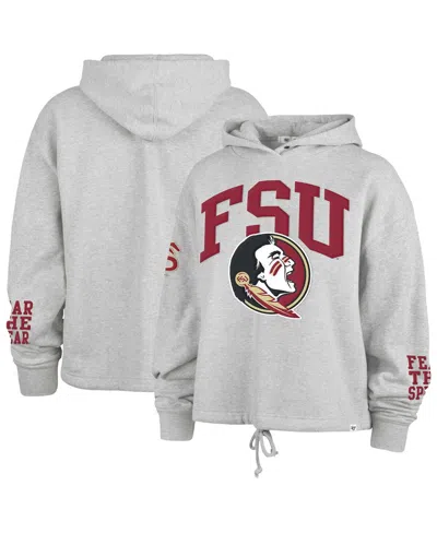 47 Brand Women's Heather Gray Florida State Seminoles High Hopes Long Sleeve Cropped Hoodie