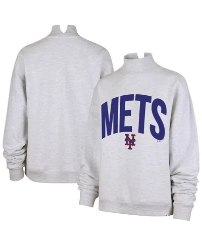47 Brand Women's Heather Gray New York Mets Subtle Muse Mock Neck Sweatshirt