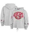 47 Brand Women's Heather Gray San Francisco 49ers High Hopes Long Sleeve Cropped Hoodie In Heather Gray