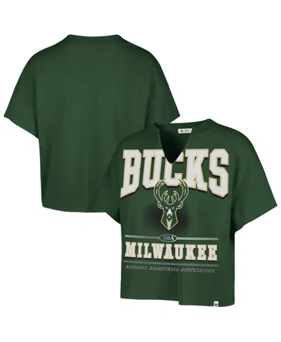 47 Brand Women's Hunter Green Milwaukee Bucks Elation Oversized Notch Neck T-shirt