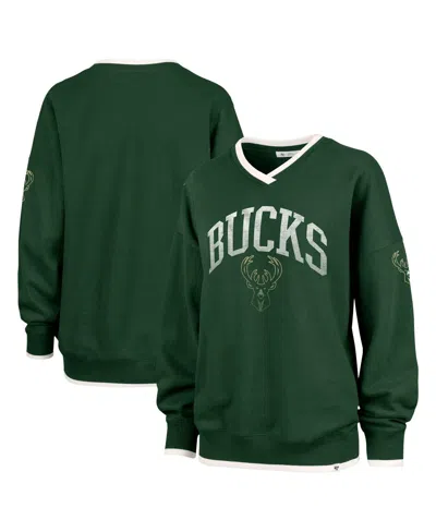 47 Brand Women's Hunter Green Milwaukee Bucks Rise Pack Daze '80s Oversize Pullover Sweatshirt