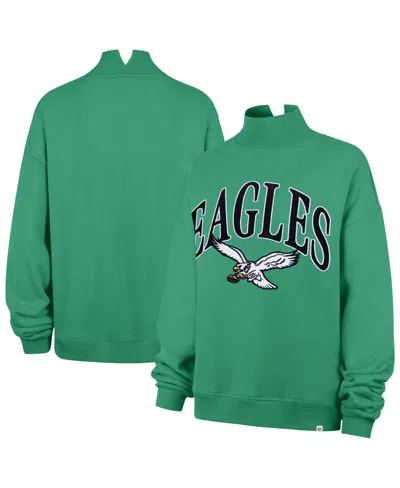 47 Brand Women's Kelly Green Philadelphia Eagles Oversized Vantage Mock Neck Sweatshirt