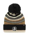 47 Brand Women's Khaki Florida State Seminoles Barista Cuffed With Pom Knit Hat In Brown