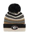47 Brand Women's Khaki Georgia Bulldogs Barista Cuffed Knit Hat With Pom In Khaki