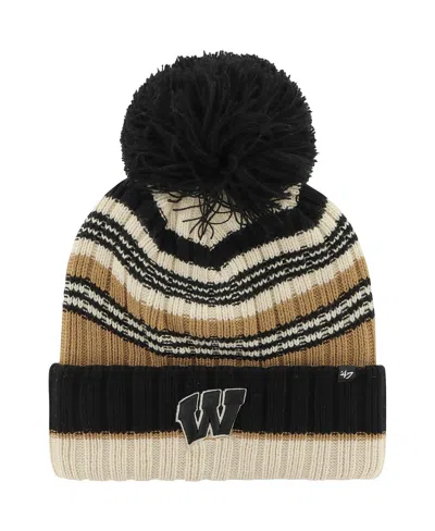 47 Brand Women's Khaki Wisconsin Badgers Barista Cuffed Knit With Pom Hat In Brown