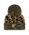 47 Brand Women's Leopard Memphis Grizzlies Rosette Cuffed With Pom Knit Hat In Multi