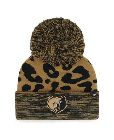47 Brand Women's Leopard Memphis Grizzlies Rosette Cuffed With Pom Knit Hat In Multi