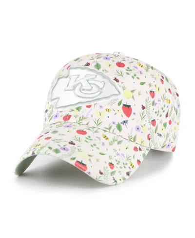 47 Brand Women's Light Pink Kansas City Chiefs Posey Clean Up Adjustable Hat In White
