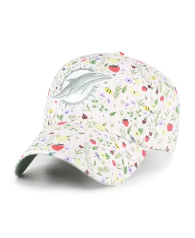 47 Brand Women's Light Pink Miami Dolphins Posey Clean Up Adjustable Hat In White