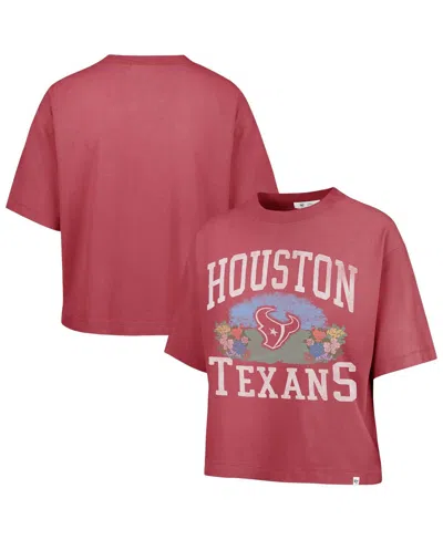 47 Brand Women's Light Red Houston Texans Florentina Montauk Cropped T-shirt In Pink