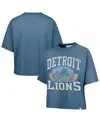 47 BRAND WOMEN'S MINERAL BLUE DETROIT LIONS FLORENTINA MONTAUK CROPPED T-SHIRT