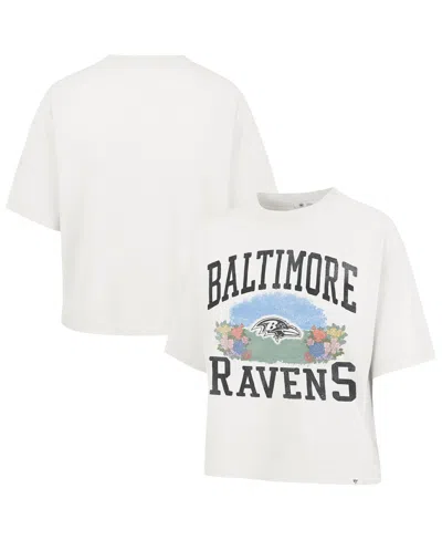 47 Brand Women's Natural Baltimore Ravens Florentina Montauk Cropped T-shirt In White