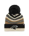 47 Brand Women's Natural Carolina Panthers Barista Cuffed Knit With Pom Hat In Black