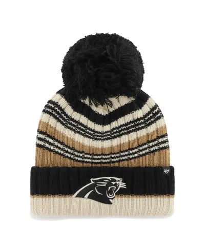 47 Brand Women's Natural Carolina Panthers Barista Cuffed Knit With Pom Hat In Brown