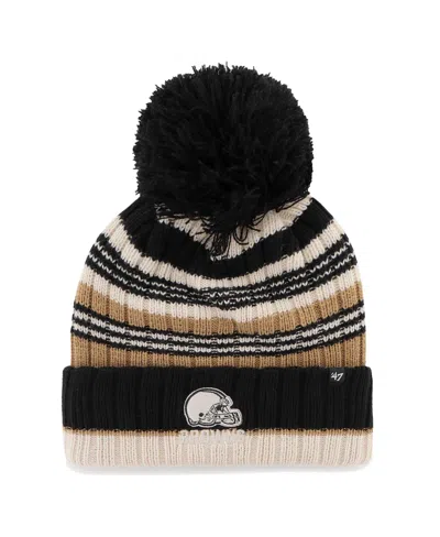 47 Brand Women's Natural Cleveland Browns Barista Cuffed Knit Pom Hat