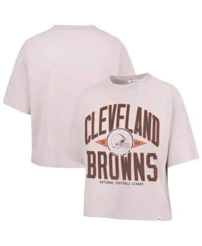 47 Brand Women's Natural Cleveland Browns Cropped Windthrow Ravine T-shirt