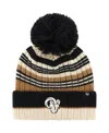 47 Brand Women's Natural Los Angeles Rams Barista Cuffed Knit Hat With Pom In Natural