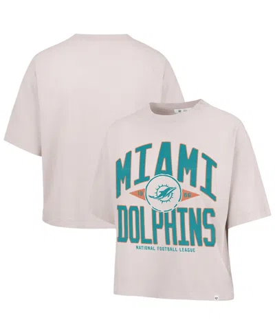47 Brand '47 Natural Miami Dolphins Cropped Windthrow Ravine T-shirt In Brown