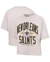 47 Brand '47 Natural New Orleans Saints Cropped Windthrow Ravine T-shirt In Neutral