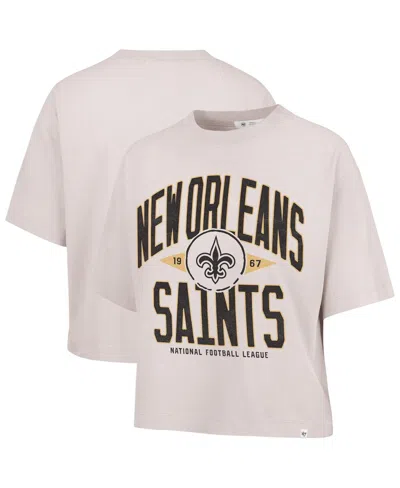 47 Brand '47 Natural New Orleans Saints Cropped Windthrow Ravine T-shirt In White