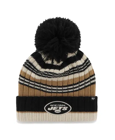 47 Brand Women's Natural New York Jets Barista Cuffed Knit Pom Hat
