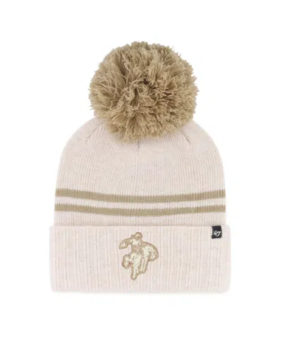 47 Brand Women's Natural Oklahoma State Cowboys Core Inline Latte Cuffed Knit With Pom Hat In Neutral