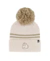 47 Brand Women's Natural Oregon State Beavers Core Inline Latte Cuffed With Pom Knit Hat In White