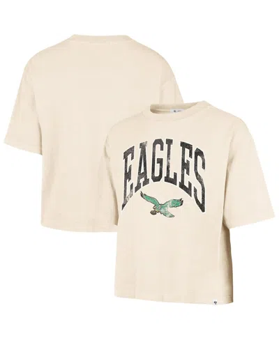 47 Brand Women's Natural Philadelphia Eagles Cropped Mindi Slub T-shirt In Neutral