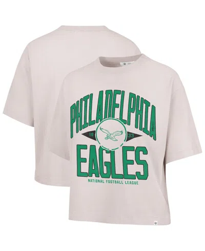 47 Brand Women's Natural Philadelphia Eagles Cropped Windthrow Ravine T-shirt In Brown