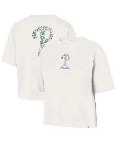47 Brand Women's Natural Philadelphia Phillies Full Bloom Cropped T-shirt In Brown