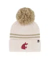 47 Brand Women's Natural Washington State Cougars Core Inline Latte Cuffed Knit With Pom Hat In Neutral
