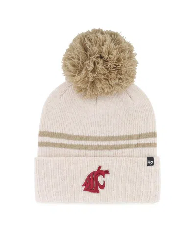 47 Brand Women's Natural Washington State Cougars Core Inline Latte Cuffed Knit With Pom Hat In Neutral