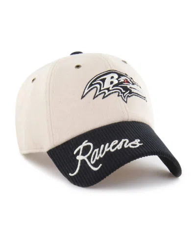 47 Brand Women's Natural/black Baltimore Ravens Rope Script Clean Up Adjustable Hat In Multi