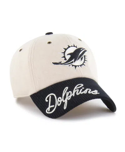 47 Brand Women's Natural/black Miami Dolphins Rope Script Clean Up Adjustable Hat In Neutral