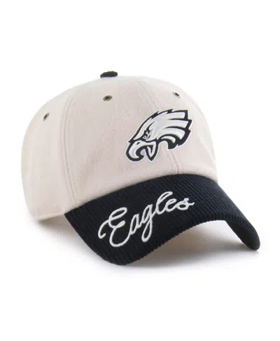47 Brand Women's Natural/black Philadelphia Eagles Rope Script Clean Up Adjustable Hat In Neutral