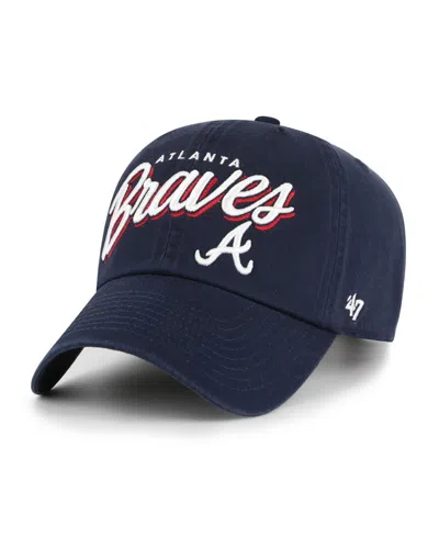 47 Brand Women's Navy Atlanta Braves Ariana Clean Up Adjustable Hat In Blue