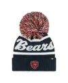 47 Brand Women's Navy Chicago Bears Spirited Cuffed Knit With Pom Hat In Black