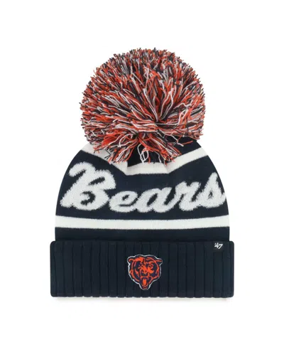 47 Brand Women's Navy Chicago Bears Spirited Cuffed Knit With Pom Hat In Black