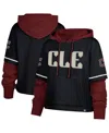 47 Brand Women's Navy Cleveland Guardians City Connect Shortstop Cropped Pullover Hoodie