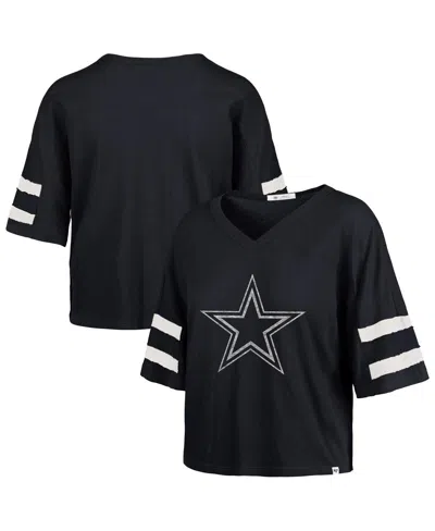47 Brand Women's Navy Dallas Cowboys Premier Scout Cropped V-neck T-shirt In Black