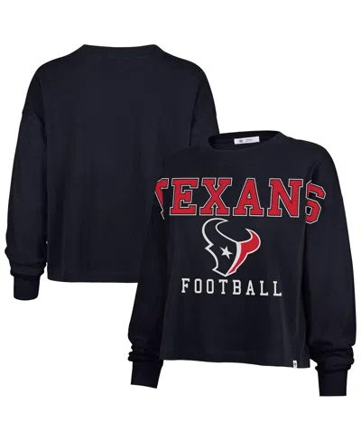 47 Brand Women's Navy Houston Texans Outreach City Oversized Long Sleeve T-shirt In Black