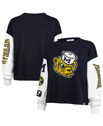 47 Brand Women's Navy Michigan Wolverines Sydney Long Sleeve T-shirt In Blue