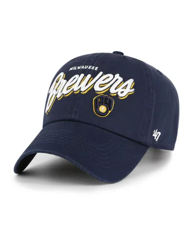 47 Brand Women's Navy Milwaukee Brewers Ariana Clean Up Adjustable Hat In Blue