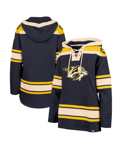 47 Brand Women's Navy Nashville Predators Superior Lacer Pullover Hoodie In Blue